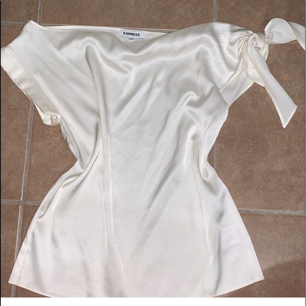 White satin dress shirt.